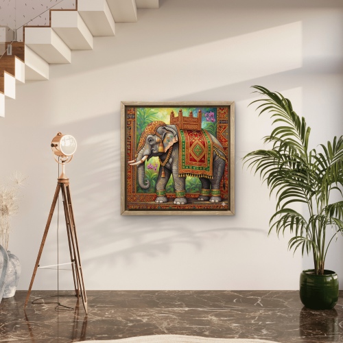 Assamese Silk Weaving Art Elephant Digital Painting - Image 2