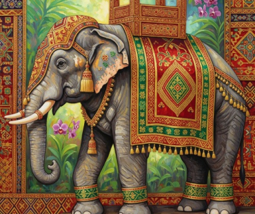 Assamese Silk Weaving Art Elephant Digital Painting Download