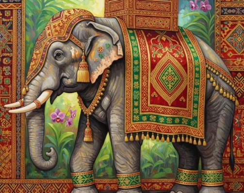 Assamese Silk Weaving Art Elephant Digital Painting Download