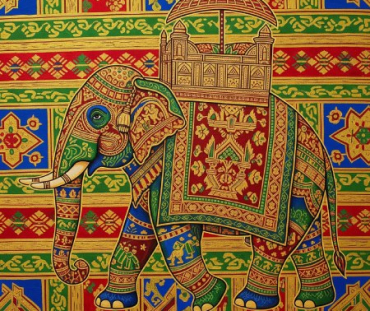 Assamese Silk Weaving Art Elephant Royal Digital Painting