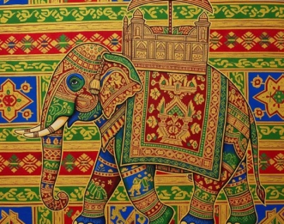 Assamese Silk Weaving Art Elephant Royal Digital Painting