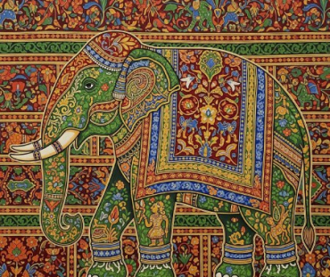 Assamese Silk Weaving Art Green Elephant Digital Download