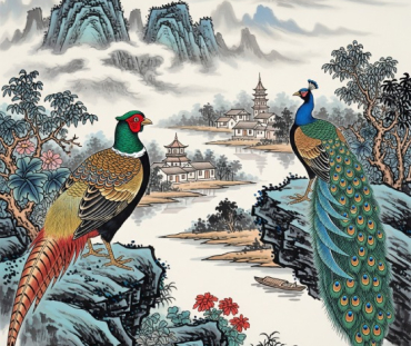 Chinese Diverse Theme Art Mountain Village Bird Wall Art