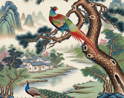 Chinese Diverse Theme Art Peacock & Pheasant Printable Wall Art