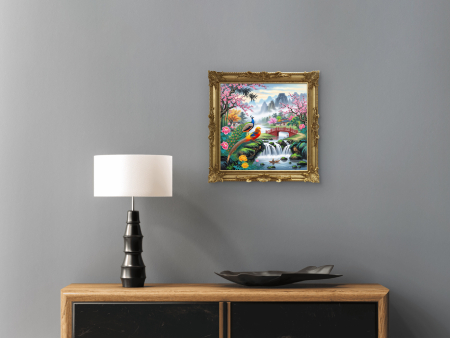 Chinese Diverse Theme Art Waterfall & Birds Digital Painting - Image 3
