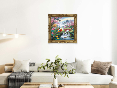 Chinese Diverse Theme Art Waterfall & Birds Digital Painting - Image 2