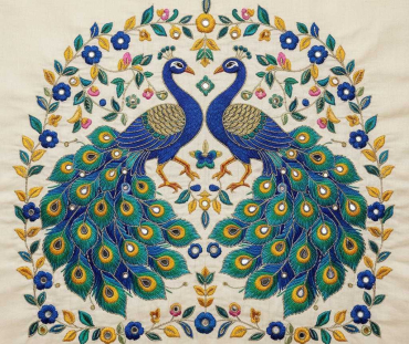 DANCING PEACOCK EMBROIDERY STYLE 14