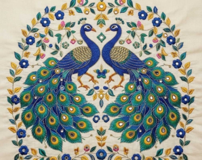 DANCING PEACOCK EMBROIDERY STYLE 14