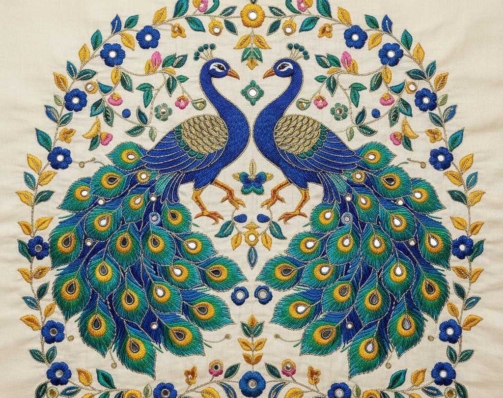 DANCING PEACOCK EMBROIDERY STYLE 14