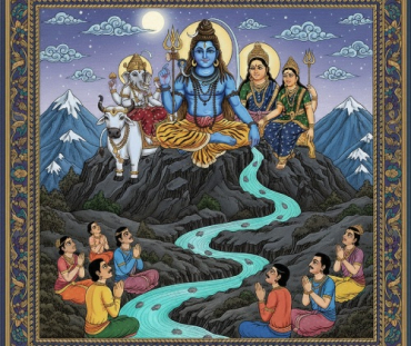 Kalamkari Art Divine Shiva with Devotees