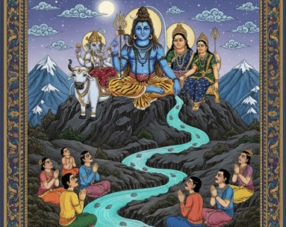 Kalamkari Art Divine Shiva with Devotees