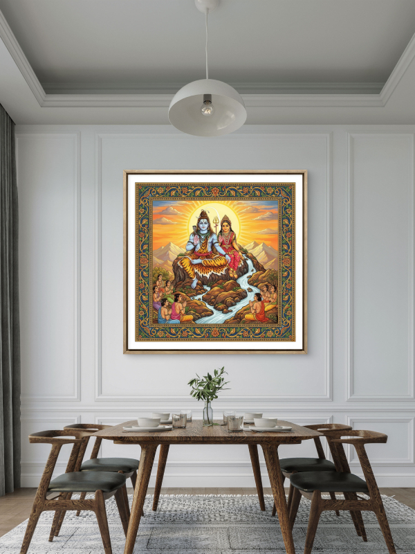 Kalamkari Art – Shiva Parvati Divine Blessings - Image 2