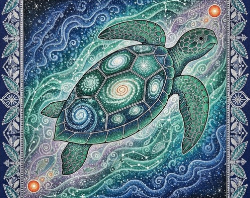 Ocean of Stars Turtle Gond Art H D