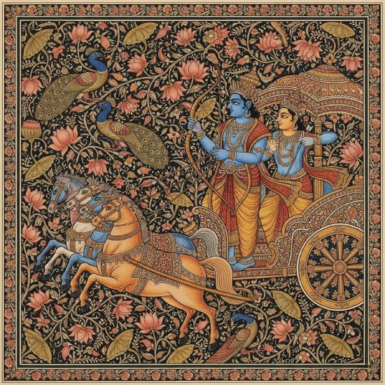 Kalamkari Art – Krishna and Arjun on Chariot
