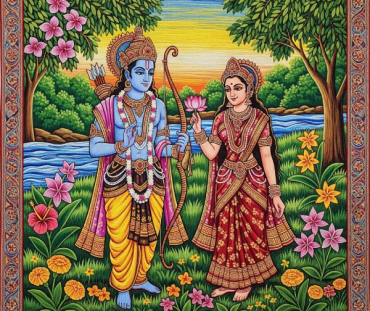 Rama Sita Digital Painting Download, Printable Hindu Wall Art