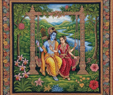 Rama Sita Swing Digital Painting Download, Printable Hindu Wall Art