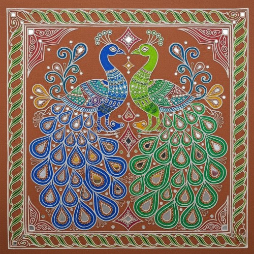Royal Peacock Lippan Art | Mirror & Mud Wall Décor