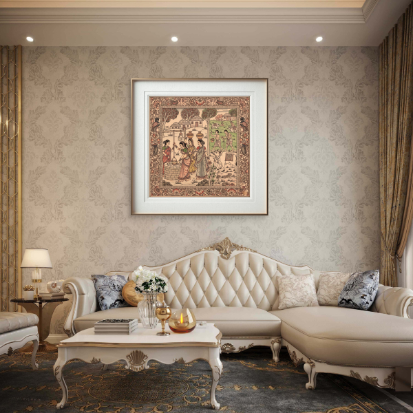 Kalamkari Art – Village Life Heritage Scene - Image 2