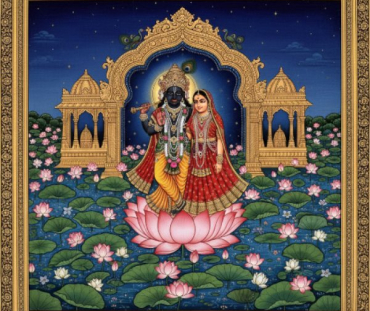 Radha Krishna Divine Lotus Artwork
