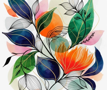Abstract botonical floral art work