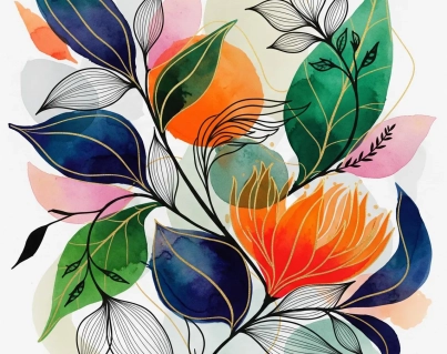 Abstract botonical floral art work