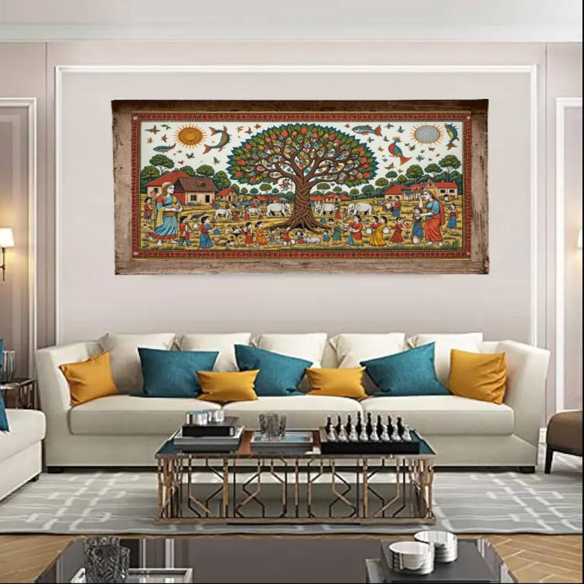 Vibrant Madhubani Folk Art,A Tapestry of Nature and Tradition - Image 4