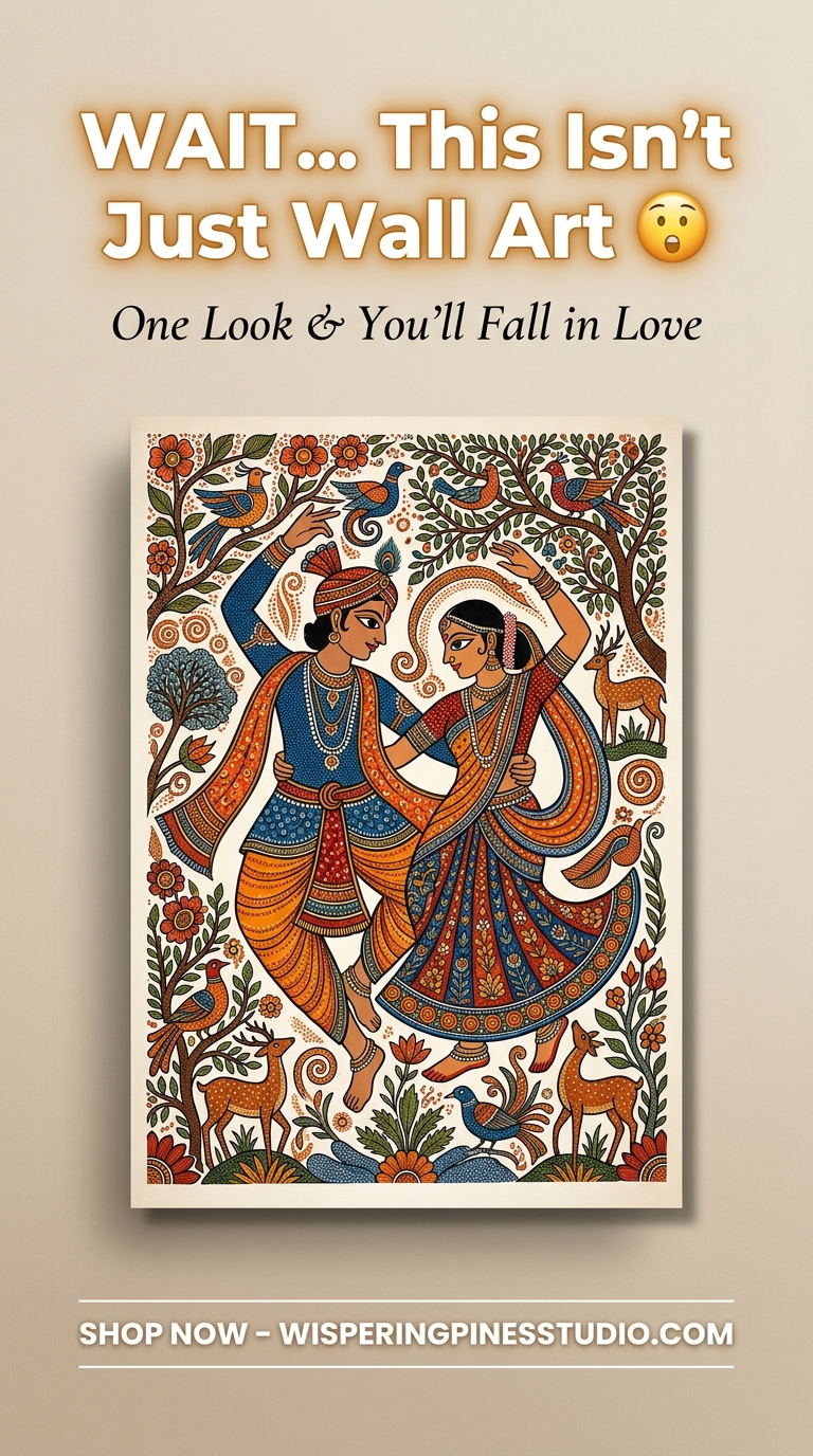 Gond Art Couple Dance Printable Wall Art, Indian Tribal Folk Dance Painting - Image 7