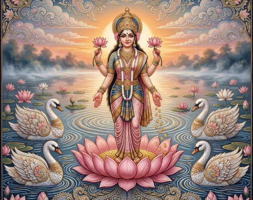 MAHALAKSHMI LOTUS LAKE ROGAN ART 5