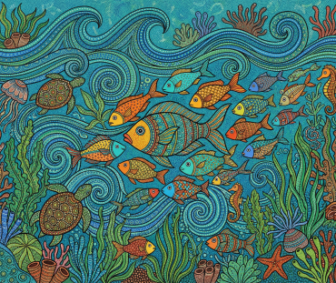 OCEAN LIFE GOND ART 1
