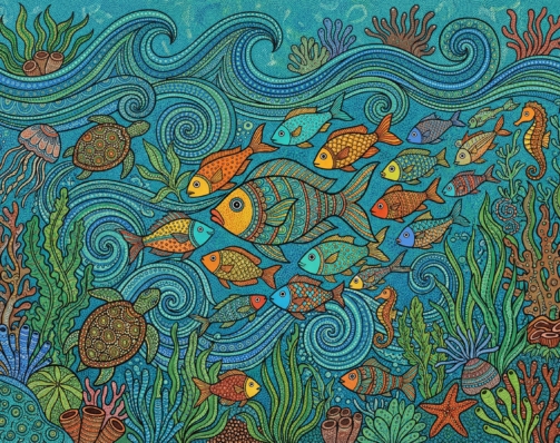 OCEAN LIFE GOND ART 1
