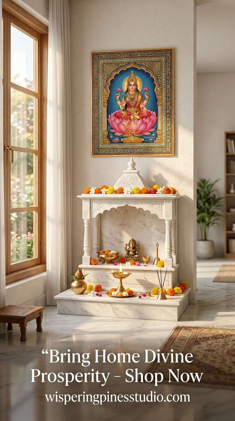Standing Lakshmi Rogan Art,Indian Temple Art Print - Image 3