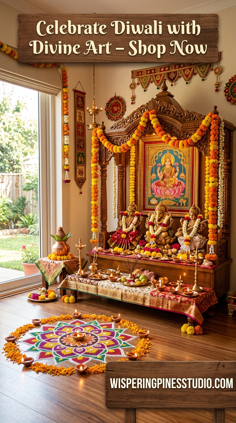 Standing Lakshmi Rogan Art,Indian Temple Art Print - Image 6