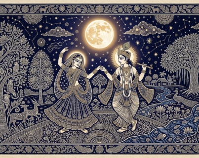 Radha Krishna dancing in Moonlight 1