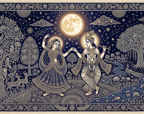 Radha Krishna dancing in Moonlight 1