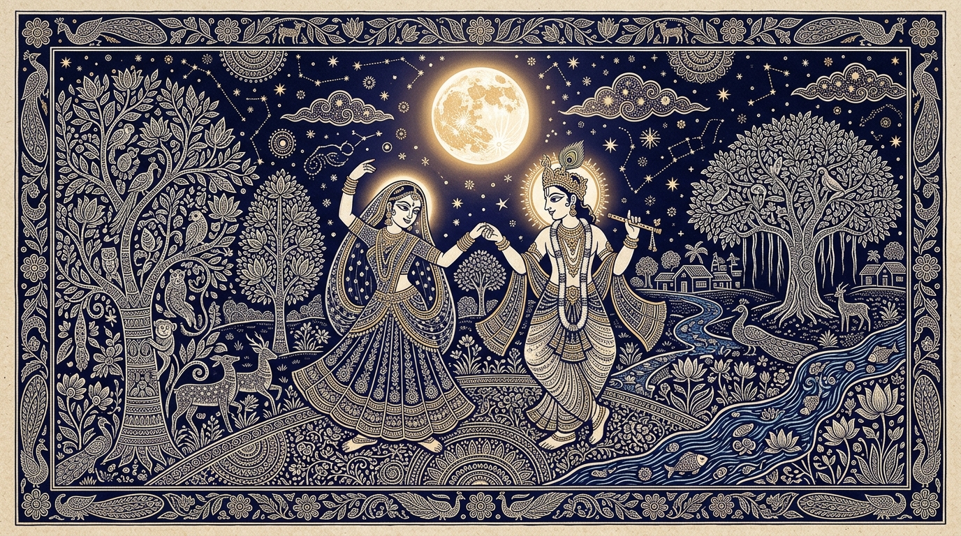 Radha Krishna Moonlight Art