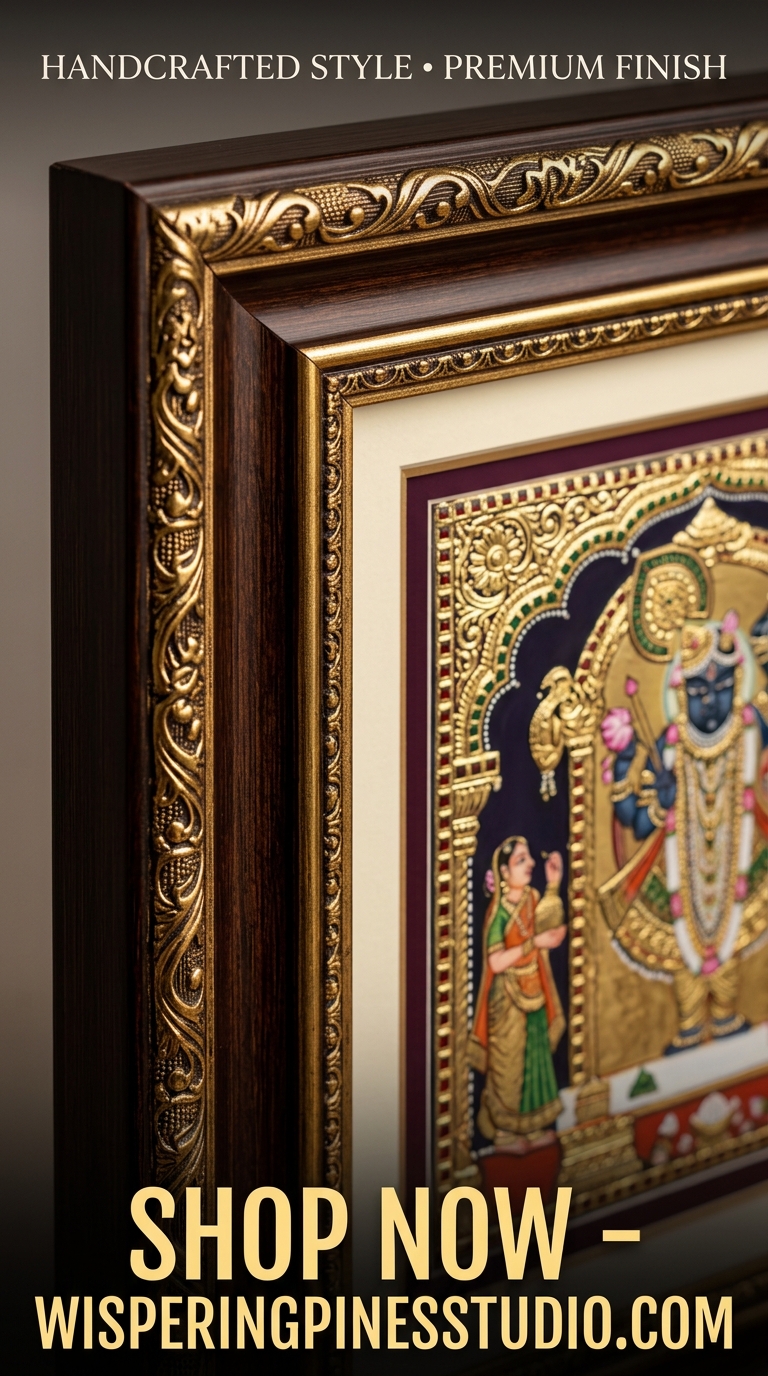 Dwarkadhish Krishna Wall Art, Tanjore Madhubani Fusion Painting - Image 5