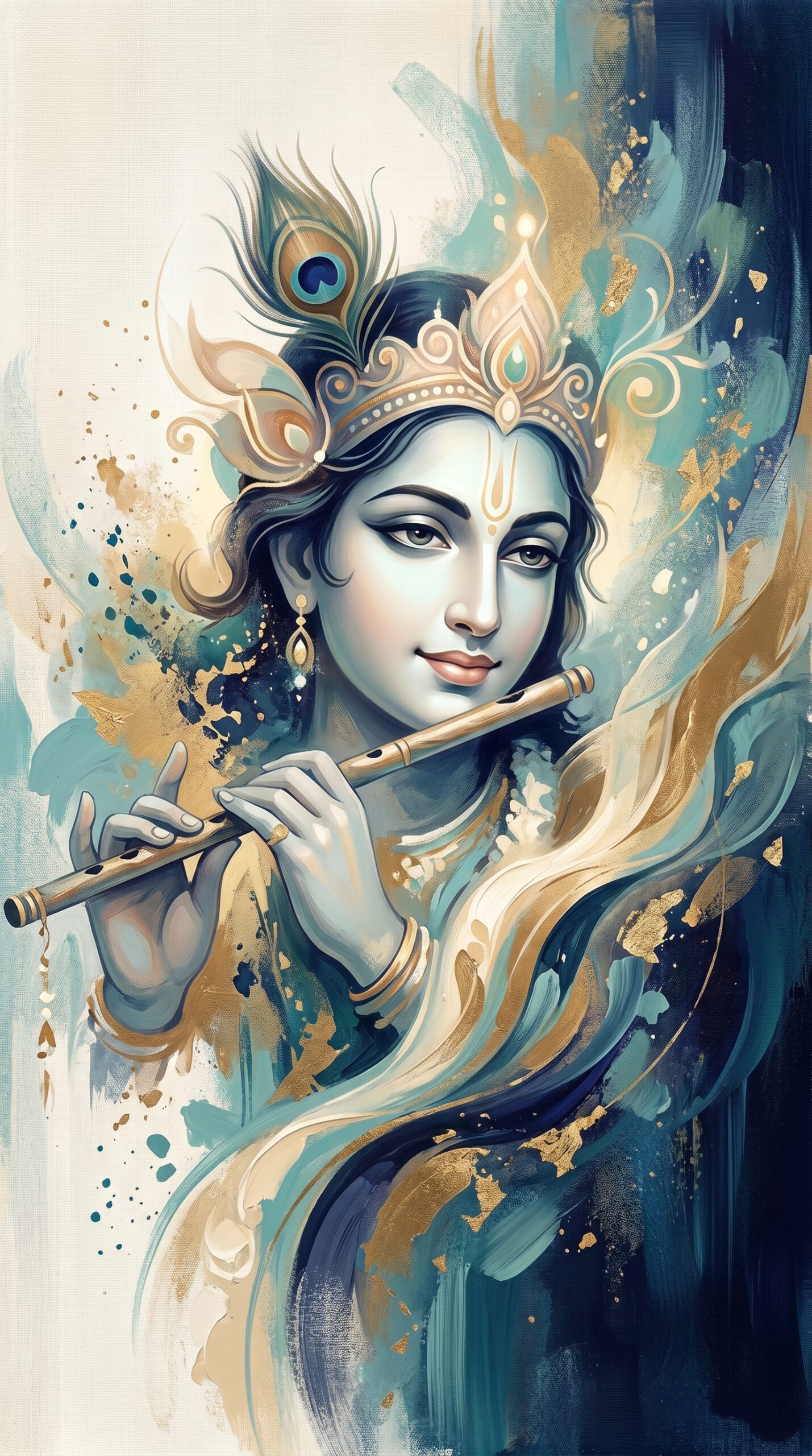 Modern Krishna Silhouette Abstract Artwork,Contemporary Spiritual Wall Art - Image 2