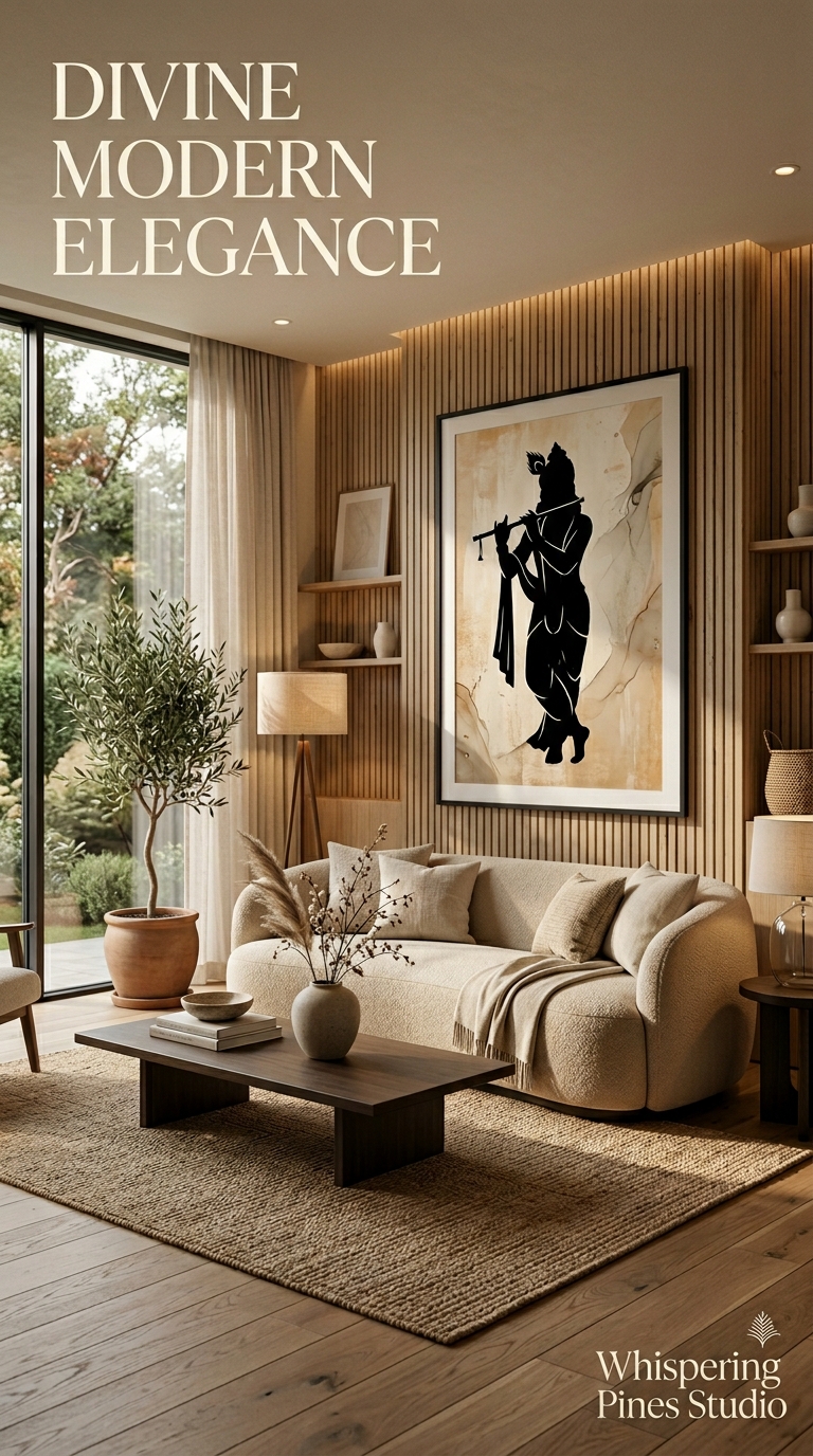 Modern Krishna Silhouette Abstract Artwork,Contemporary Spiritual Wall Art - Image 3