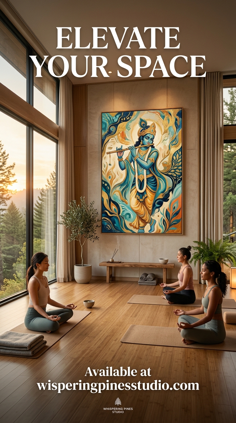 Modern Krishna Silhouette Abstract Artwork,Contemporary Spiritual Wall Art - Image 8