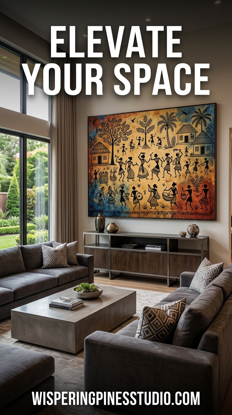 Warli Madhubani Fusion Art Print, Village Celebration Wall Decor - Image 7