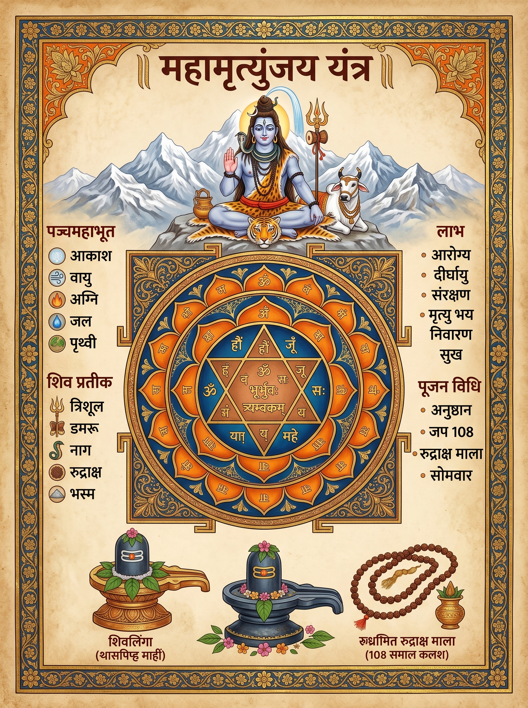 Maha Mrityunjaya Yantra Sacred Wall Art,Maha Mrityunjaya Yantra Artwork